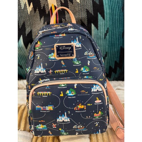 Loungefly Disneyland 65th Anniversary Map 2-1 Convertible Mini Backpack NWOT main image 4